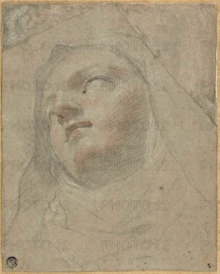 Head of a Dominican Nun: Study for the Ecstasy of Saint Dominic, 1673/75. Creator: Domenico Maria Canuti.