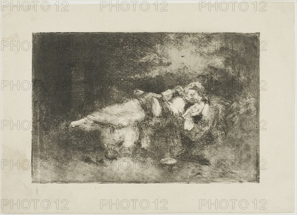 Reclining Woman with a Child, 1890/99. Creator: Domenico Morelli.