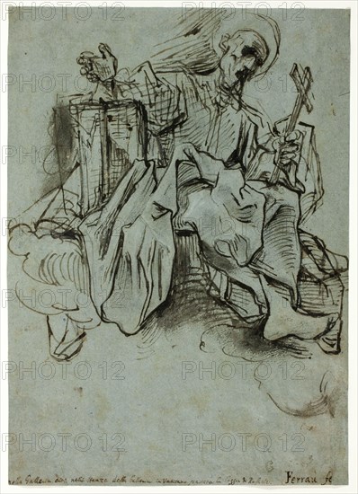 Saint with Book and Cross Seated on a Cloud, c.1591. Creator: Ferrau Fenzoni.