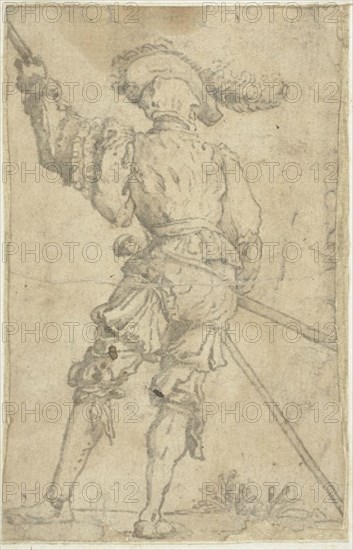 Warrior Seen From the Back, n.d. Creators: Filippo Napoletano, Pellegrino Tibaldi.