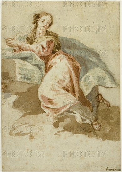 Draped Female Figure at Prayer, n.d. Creator: Francesco Fontebasso.