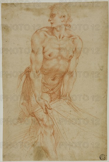 Man Tugging on Sheet: Study for the Entombment [Sacristy of the Certosa di San..., 1595/96. Creator: Giuseppe Cesari.