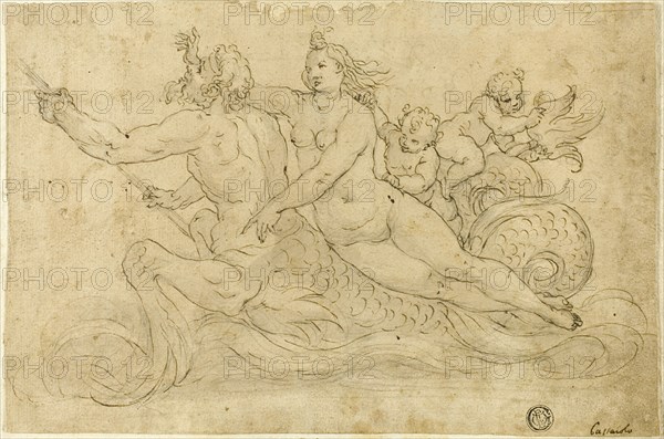 Triton, Nereid, and Putti, n.d. Creator: Giuseppe Mazzuoli the Elder.