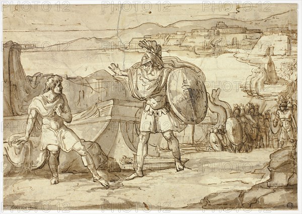 Scene from the Iliad: Confrontation of Two Warriors, n.d. Creators: Jacopino del Conte, Vincenzo Camuccini.