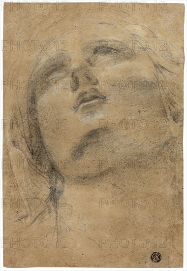 Head of the Virgin Looking Upwards, c.1615. Creator: Jacopo Cavedone.