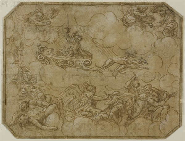 Ceiling Design with Mars Driving His Chariot, 1565/69. Creator: Lattanzio Gambara.