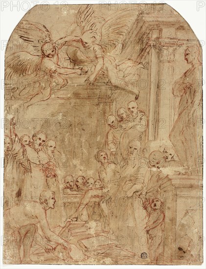 Study for the Trial of Saint Dominic's and Albigensian Books by Fire, 1614/16. Creator: Leonello Spada.