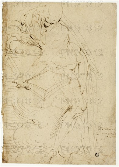 Standing Male Nude (Saint Jerome?) with Book, 1550/59. Creator: Luca Cambiaso.