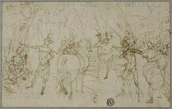 Scene with Soldiers, c.1589. Creator: Ludovico Cardi.