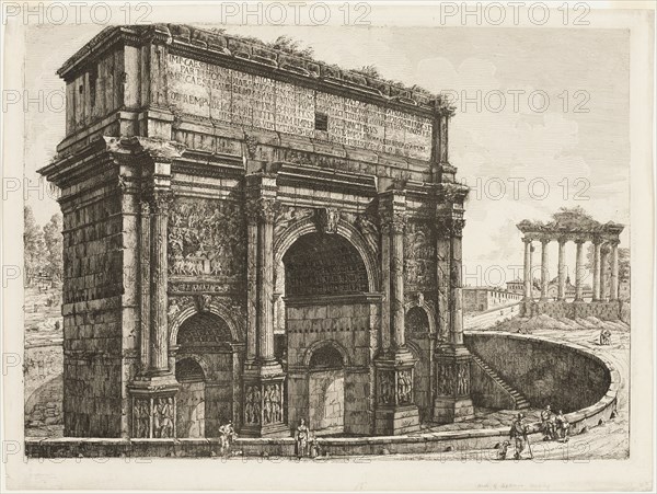 The Arch of Septimus Severus, 1820. Creator: Luigi Rossini.