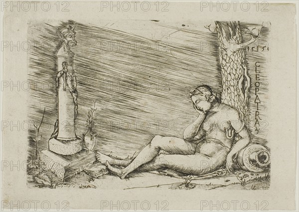 Cleopatra Lying at the Foot of a Tree, with a Term, 1515. Creator: Master of 1515.