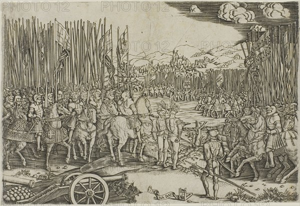 The Two Armies at the Battle of Ravenna, 1512, c.1512, printed 1530. Creator: Master with the Mousetrap.