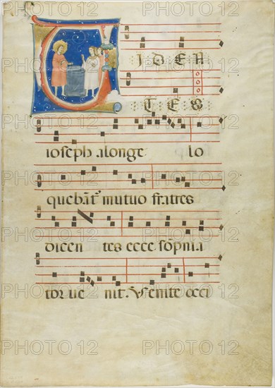 Joseph and his Brothers at the Well, Initial V from an Antiphonary, 1310/15. Creator: Neri da Rimini.