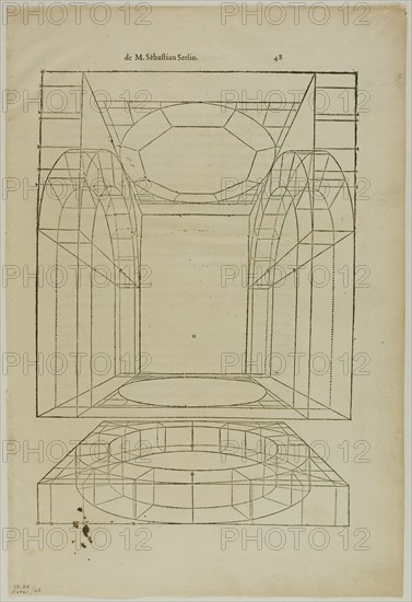 Architectural Drawing from Le livre d' Architecture, plate 68 from Woodcuts from Books..., 1937. Creator: Sebastiano Serlio.