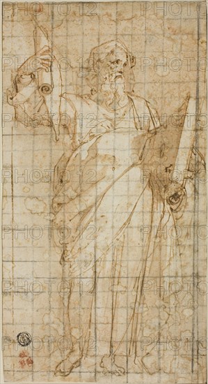 Standing Prophet with a Book and Scroll, 1562/66. Creator: Taddeo Zuccaro.