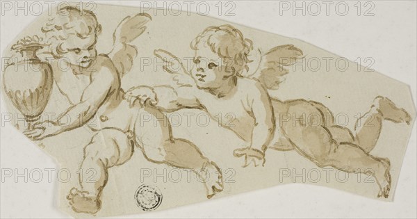 Putto Chasing Another Putto Carrying a Vase, n.d. Creator: Unknown.