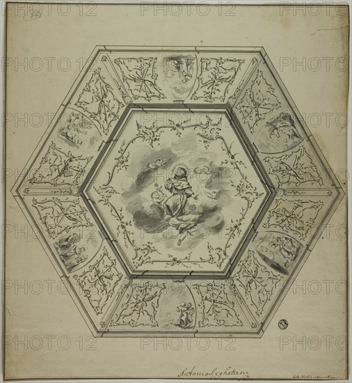 Ceiling Design with Saint Anthony of Padua Surrounded by Episodes from his Life and..., n.d. Creator: Unknown.