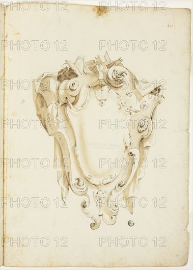 Design for Escutcheon, with Skulls and Books, n.d. Creator: Unknown.