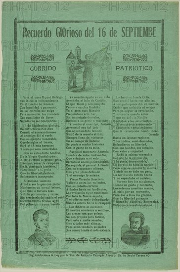 Glorious Remembrance of September 16th, n.d. Creators: Manuel Manilla, José Guadalupe Posada.