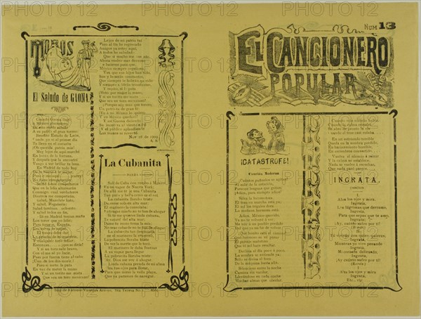 El cancionero popular, num. 13 (The Popular Songbook, no. 13), n.d. Creator: Unknown.
