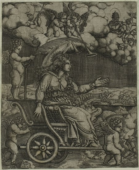 Allegory with a Woman in Roman Dress on a Triumphal Chariot, after 1520. Creator: Allaert Claesz.