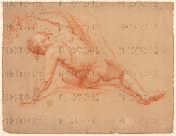 Male Nude Seen from Behind, 1672/88. Creator: Daniel Mijtens.