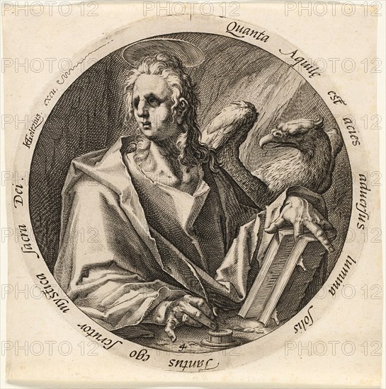 Saint John, plate four from The Four Evangelists, 1588. Creator: Jacques de Gheyn II.