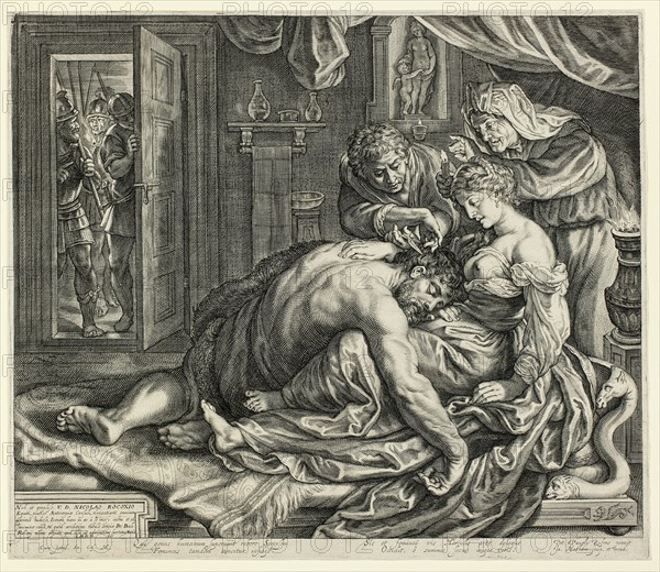 Samson and Delilah, c.1612. Creator: Jacob Matham.