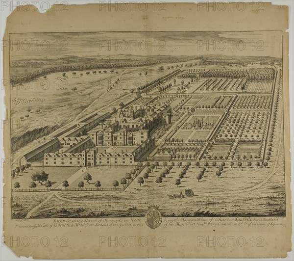 Knowle in the Parish of Sevenoaks in Kent, plate 24 from Britannia Illustrata, published 1707. Creator: Johannes Kip.