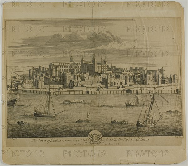 The Tower of London, plate five from Britannia Illustrata, published 1707. Creator: Johannes Kip.