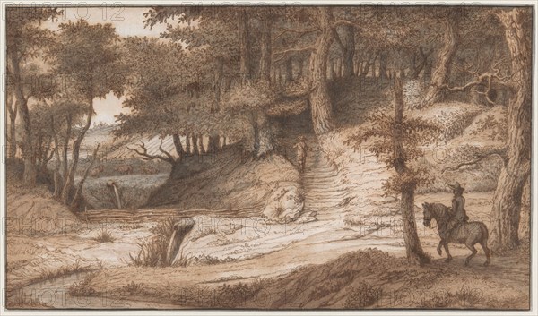Horseman and Hunter in the Woods of Doorwerth, Near Arnhem, c.1670. Creator: Lambert Doomer.