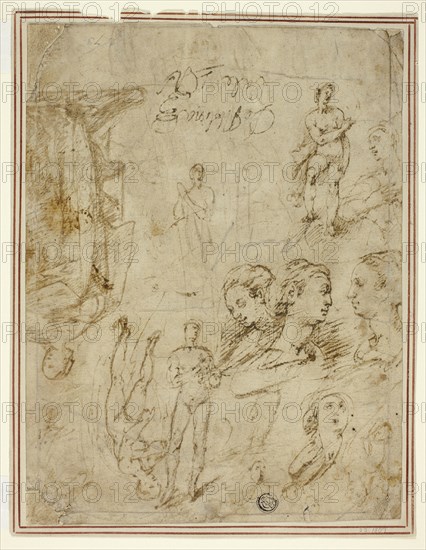 Sketches of Figures and Heads, n.d. Creator: Pieter Molijn.
