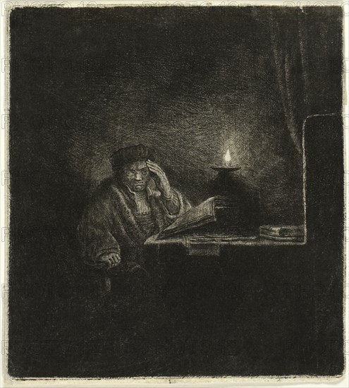 Student at a Table by Candlelight, 1642/65. Creator: Salomon Savery.
