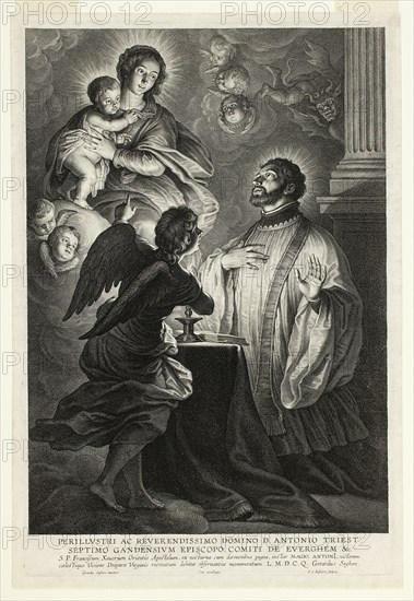 The Virgin and Child Appearing to Saint Francis Xavier, 1610/59. Creator: Schelte Adamsz Bolswert.