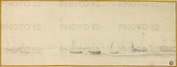 Ships in Full Sail with Small Boats, n.d. Creator: Willem van de Velde the Younger.