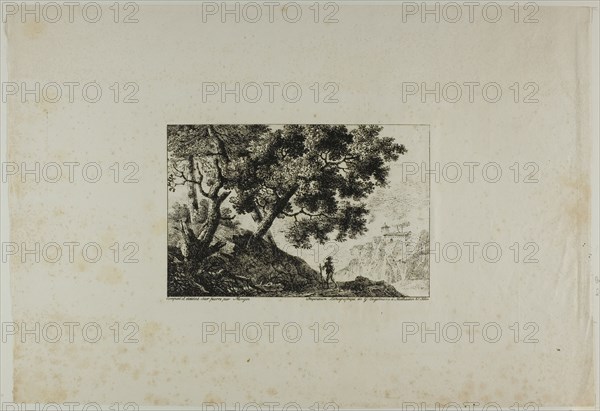 Landscape with Man Carrying Staff, n.d. Creator: Pierre Antoine Mongin.