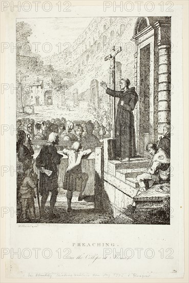 Preaching in the College at Rome, 1773/75. Creator: David Allan.