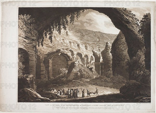 View of the Inside of the Amphitheatre of Vespasian at Rome (called the "Colosseo"), 1779. Creator: Richard Cooper.