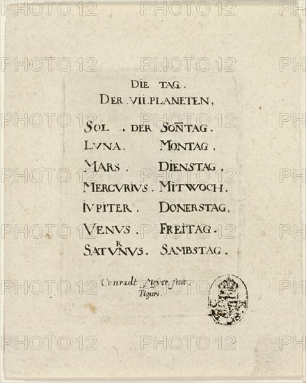 Title Page, from Der VII Planeten, n.d. Creator: Conrad Meyer.