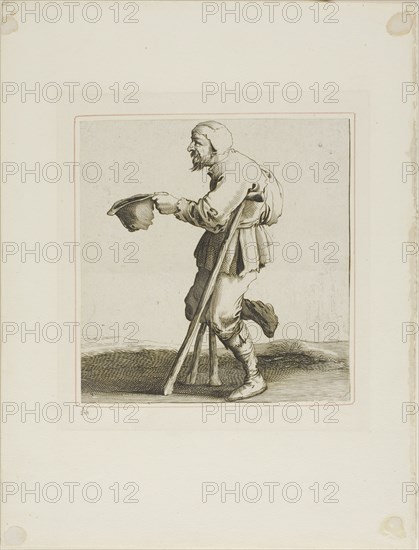 Lame Beggar Asking for Alms, from T is al verwart-gaern (It's already confusing), n.d. Creator: Pieter Jansz. Quast.