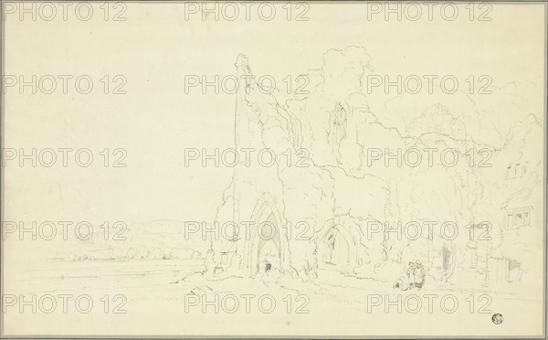 Landscape with Gothic Ruins, 1810/20. Creator: Cornelius Varley.