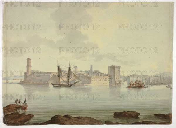 Harbor before Fortified Town, n.d. Creator: William Marlow.