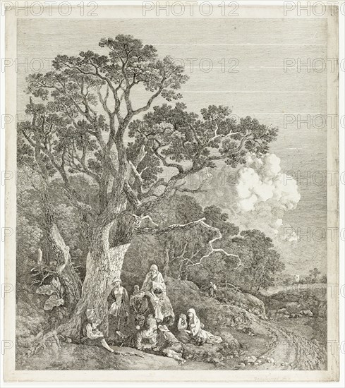 Wooded Landscape with Gypsies Gathered Round a Fire, 1753/54. Creator: Thomas Gainsborough.