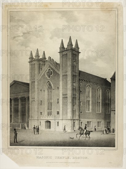 Masonic Temple, Boston, 1832. Creator: Benjamin F Nutting.