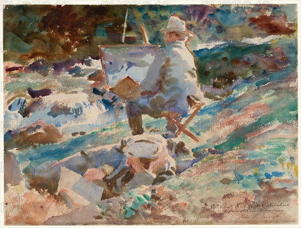 An Artist at His Easel, 1914. Creator: John Singer Sargent.