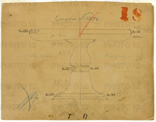 Design for Compotier No. 6873, 1882/83. Creator: Tiffany & Co.