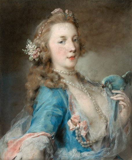 A Young Lady with a Parrot, c.1730. Creator: Rosalba Giovanna Carriera.