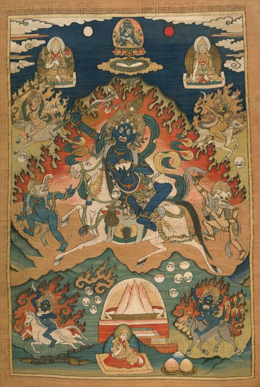 Wrathful Form of the Goddess Saraswati (Magzor Gyalmo) or Palden Llamo, 20th century. Creator: Unknown.