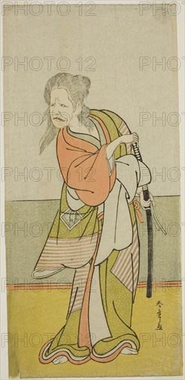 The Actor Nakajima Kanzaemon III as Yaguchi no Karasu-baba in the Play Hono Nitta..., c. 1777. Creator: Shunsho.