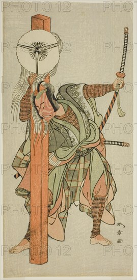 The Actor Ichikawa Danjuro V as Atomi no Ichii in the Play Miya-bashira Iwao no Butai..., c. 1773. Creator: Shunsho.